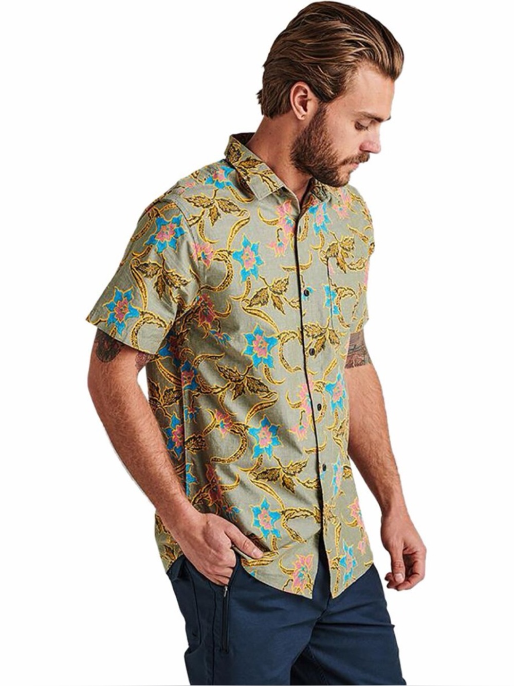 Roark Classic Fit Short-Sleeve Batavia Batik Shirt - Men Size Medium